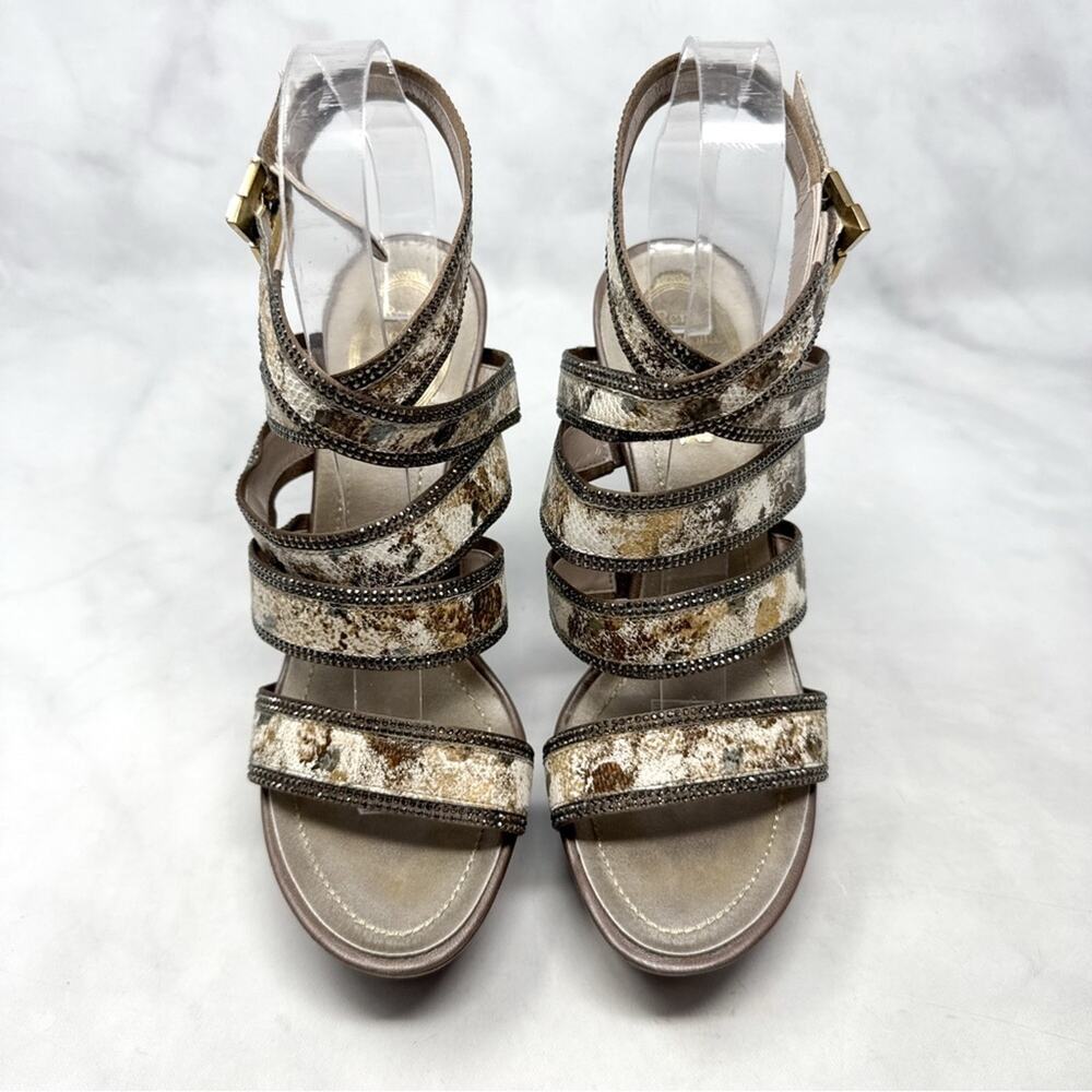 Rene Caovilla Vintage Y2K Platform Ankle Wrap Strappy Sandal Heels Rhinestone - Picture 4 of 16